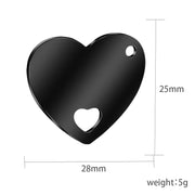 10pcs  black 28x25mm cut-out heart charms blanks