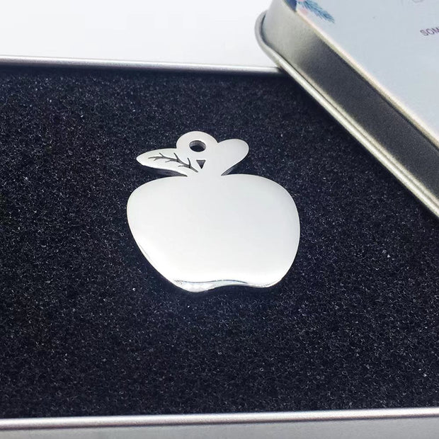 5pcs  32x26mm Stainless Steel Custom Logo Apple charms Graduation Gift Blanks