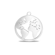 10pcs  22mm Stainless Steel Hollow Map Jewelry Pendant