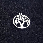 10pcs 18mm Stainless Steel Hollow Lifetree Pendant Charms