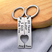 Custom name &quote  Heart Couple Keychains Set
