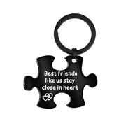 Side by Side or Miles Apart BEST FRIENDS are always close at heart-Puzzle Logo Keychains Set