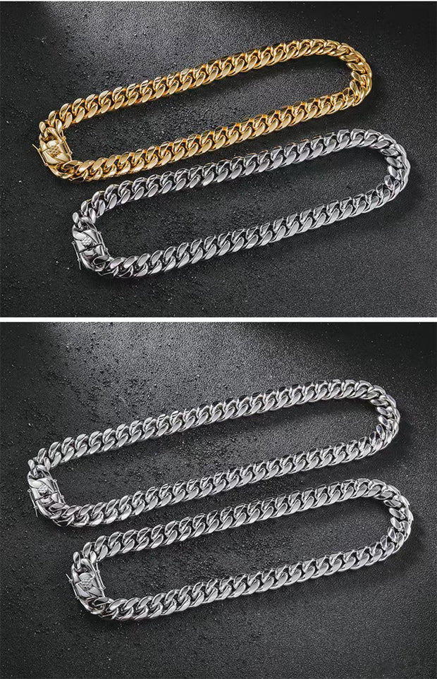 3.5/5/8/9.5/11.5/13.5mm Cuban Link Necklace Choker Thick Curb Chain