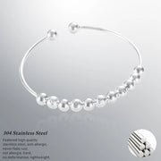 5pcs  Stainless delicate  Beaded Bracelet  open bangles