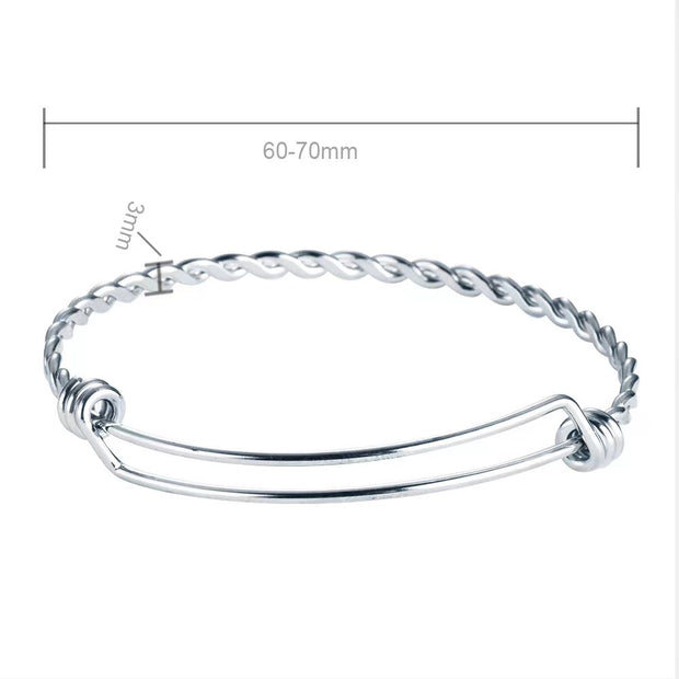 10pcs Stainless Steel adjustable basic twist wired bangles