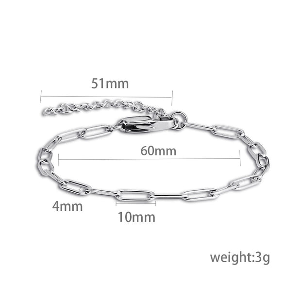 5pcs Rectangle Link Paperclip Bracelet chain