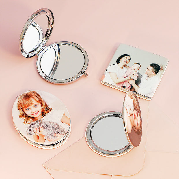 Personalized Photo Logo Compact Mirror Favors Makeup Folding Mirror Gift