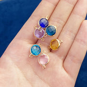 12pcs 10mm 12 colours mixed Birthstone crystal round charm connector accessories