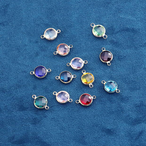12pcs 10mm 12 colours mixed Birthstone crystal round charm connector accessories