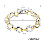 2pcs Brass Oval Link Chain Bracelet OT Clasp Bangles
