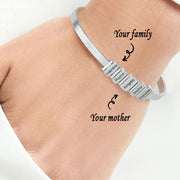 Women Flat Snake Chain Bracelet With Family Name Beads