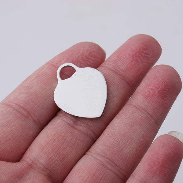 20pcs Mirror polished Metal Heart shape  jewelry tags blanks