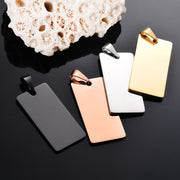 10pcs 50x25mm Stainless Steel Rectangle Custom Logo Keychain Tags With Bails