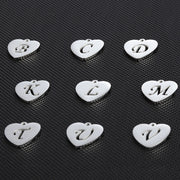 26pcs One set 15.5X15mm Silver  heart initial  pendant