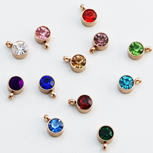 60pcs 6mm bulksale  Sideway Hole Birthstone crystal pendant tags accessories