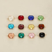 12pcs 12mm 12 colours mixed Birthstone crystal Square charm connector accessories