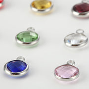 12pcs 9mm DIY Birthstone crystal round pendant tags accessories