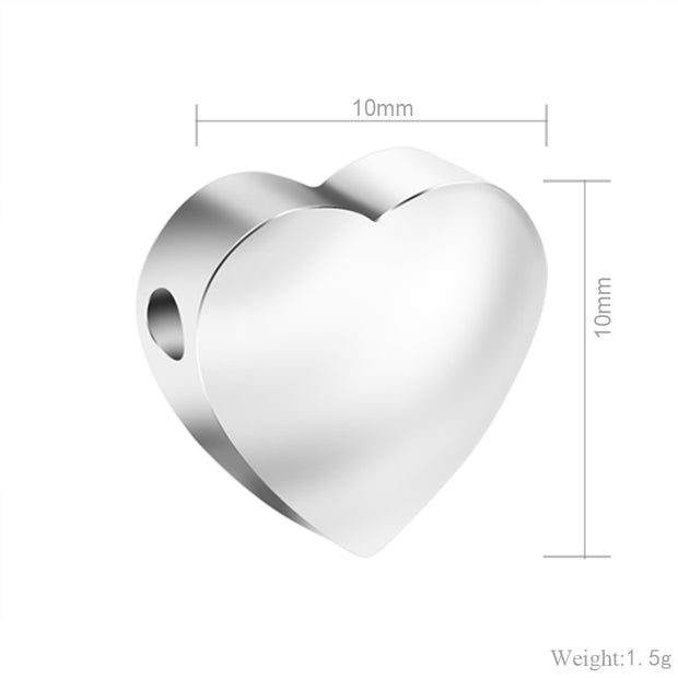 50pcs High polished Custom logo mini heart jewelry beads