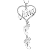 Mother's Day Gift Mama Heart Pendant Necklace With Baby Feet