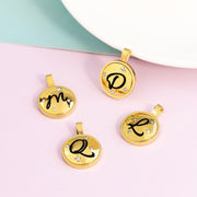 10pcs 18mm round english letter with crystal initial charms