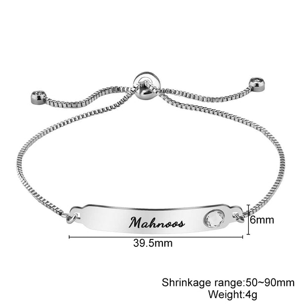 Custom Name Adjustable Box Chain White Zircon Bracelet