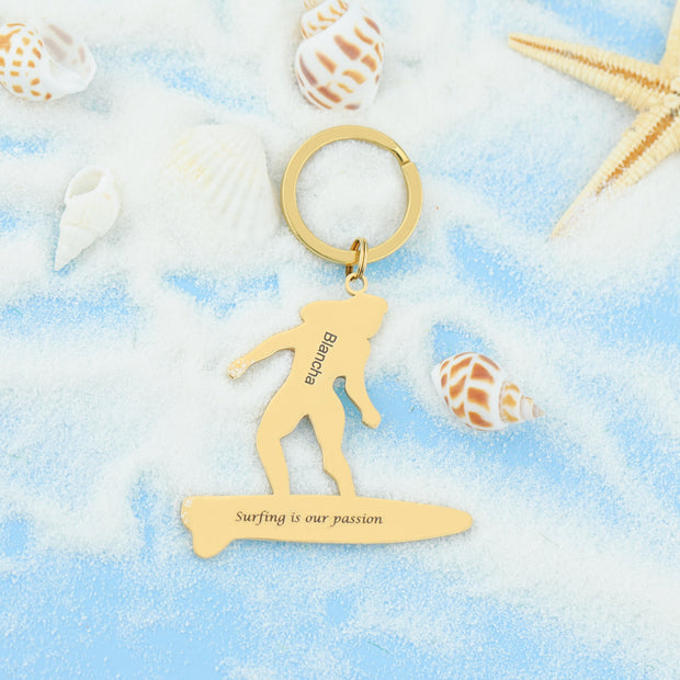 Custom name and quote inspiration surfboard keyrings