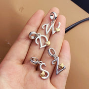 5pcs 30X13mm big hole initail bracelet beads with heart