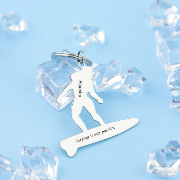 Custom name and quote inspiration surfboard keyrings