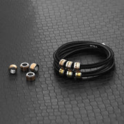 Father's Day Gifts Leather Bracelet With Rolling Custom Beads