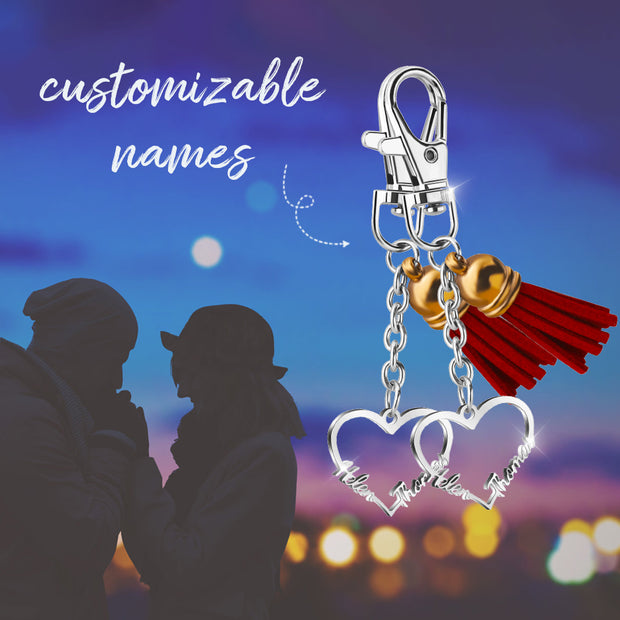 Personalized Names Heart Tag Keychain Tassel Keychain