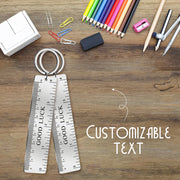 Custom text logo Ruler Keychain GOOD LUCK key rings