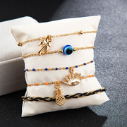 Evil Eye Anklet Set Multi-layer Beaded Anklet Fashion Jewelry for Women