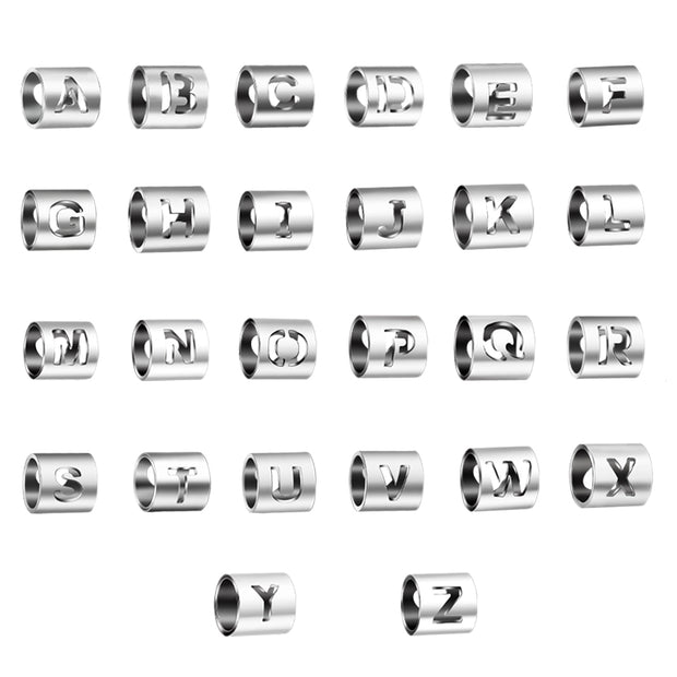 10pcs 6X6mm Stainless Steel Hollow Initial  Heart Bracelet beads