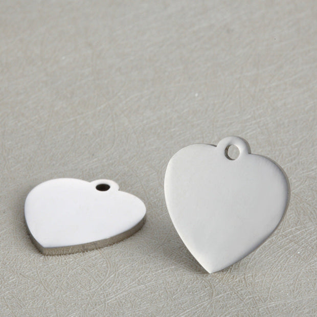 30pcs Mirror polished Custom logo Heart  jewelry  charm necklace tags
