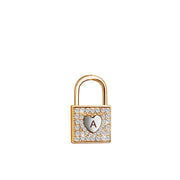 5pcs Custom Logo Heart Padlock Pendant A-Z Paved CZ Initial Jewelry Lock