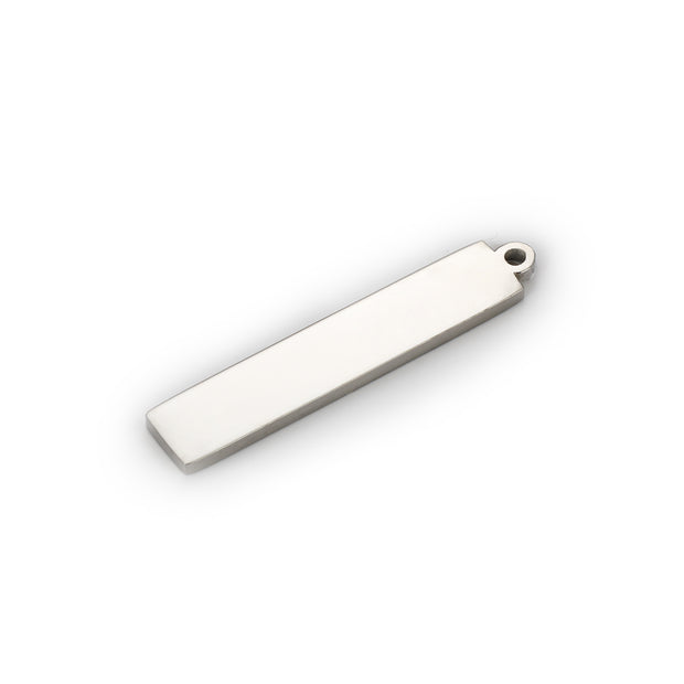 30pcs Stainless steel  Custom logo Rectangle bar charm keychain tags