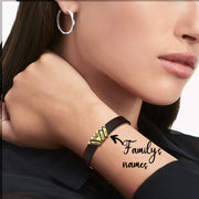 Mother's Day Gift Personalized Leather V Bracelet With CZ Beads