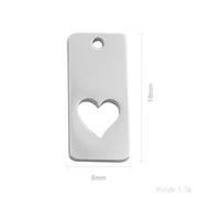 50pcs 8x18mm Stainless steel  Custom logo Cut out Hearts Rectangle Charms