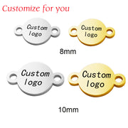 50pcs Two holes Custom logo round connector clothes labels 8-25mm