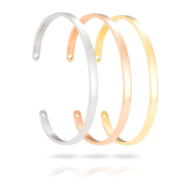 5pcs Stainless Steel flat unbent bracelet bangle with heart blanks