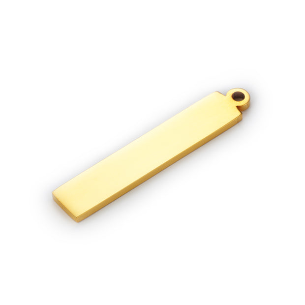 30pcs Stainless steel  Custom logo Rectangle bar charm keychain tags