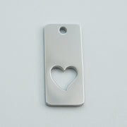 20pcs 8x18mm Stainless steel Cut out Hearts Rectangle tags blanks