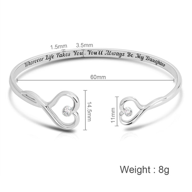 Double Heart Bowknot Bracelet Engraved NOT SISTERS Bangle Friendship Jewelry Gift
