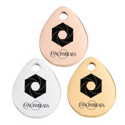 50pcs Laser Engraved  11x14mm Custom logo mini Teardrop charm jewelry tags