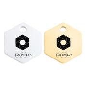 50pcs Laser Engraved  10x11.5mm Custom logo mini hexagon charm jewelry tags