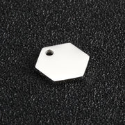 50pcs Laser Engraved  10x11.5mm Custom logo mini hexagon charm jewelry tags