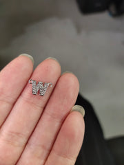 20pcs 8x8.5mm A-Z Paved CZ mini initial connecor with two opening loops