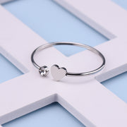 5pcs Stainless Steel Engraved Heart Wire Bracelet Bangle With Crystal Blanks