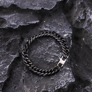 Stainless Steel Cuban Chain Bracelet Black Curb Chain With Lobster Clasp