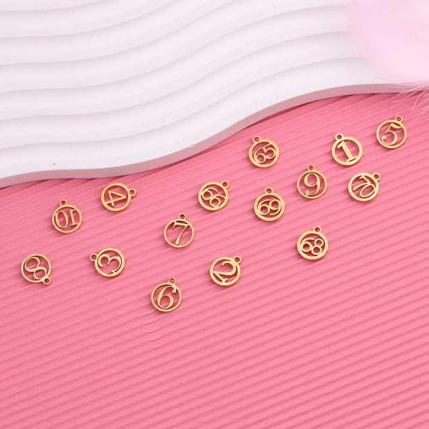 15pcs 12mm Hollow Number charms Number jewelry pendants blanks